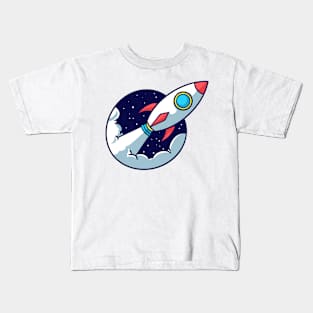 Rocket Flying Into Space Kids T-Shirt